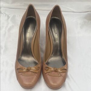 ANTONIO MELANI Brown Leather Heels with Bow